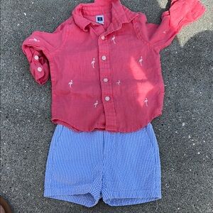 Janie and Jack Coral Button-Up Shirt